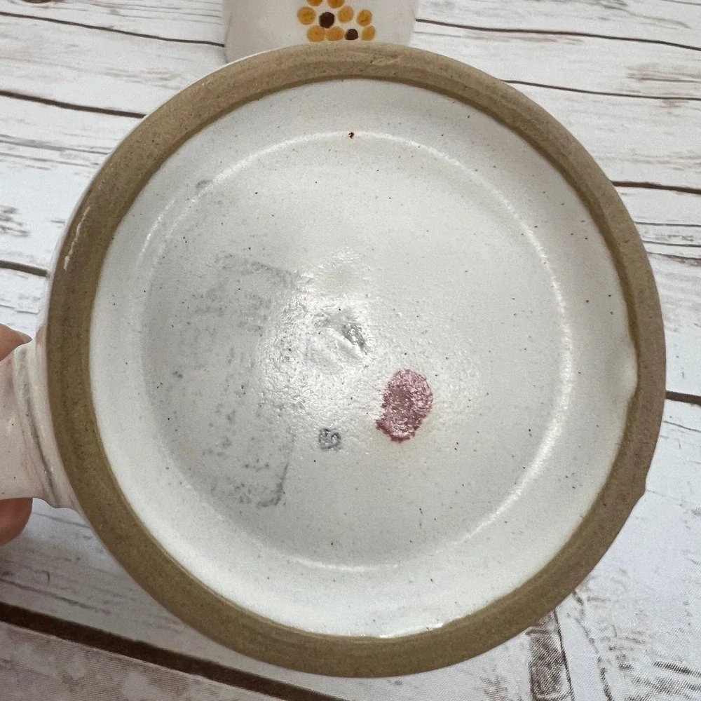 Vintage Creamer and Sugar Bowl Set Yellow Floral Stoneware Retro Farmhouse OS